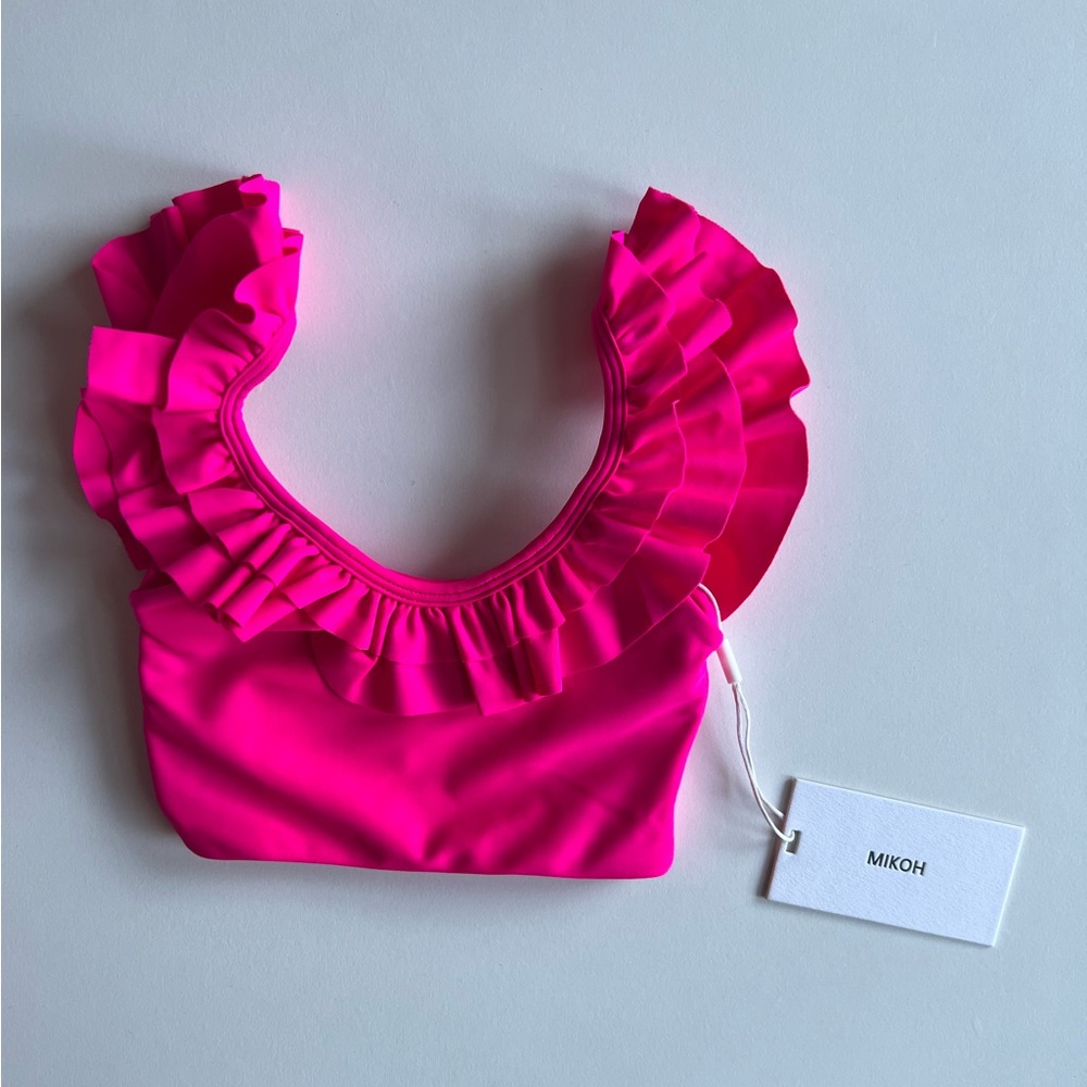 MIKOH MINI Havana Top Scoop Ruffle Top in Pop Pink NWT